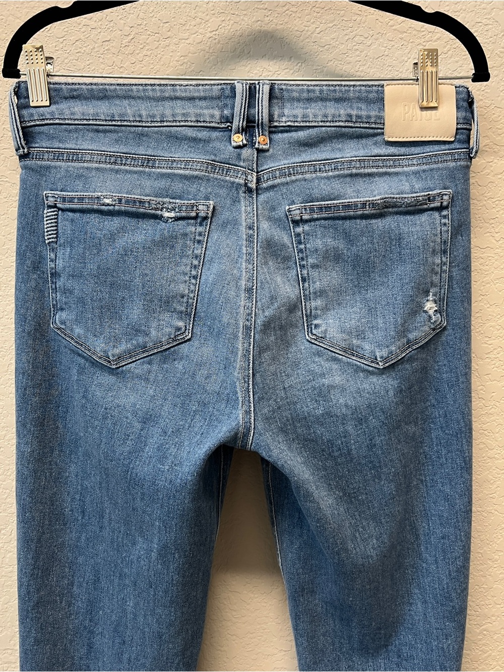 PAIGE Colette High Rise Crop Flare Raw Hem Jeans Light Wash Size 30 - Picture 14 of 16